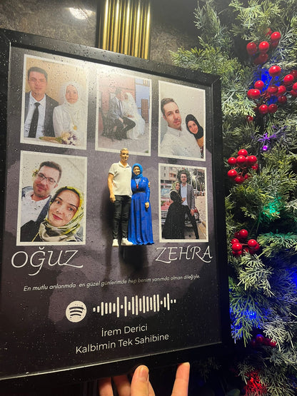 Çift Tablosu Kişisel Spotify Kodlu Foto Kolaj Çerçeve - En Güzel Anılarınız Duvarınızda