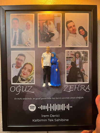 Çift Tablosu Kişisel Spotify Kodlu Foto Kolaj Çerçeve - En Güzel Anılarınız Duvarınızda