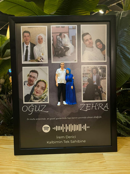 Çift Tablosu Kişisel Spotify Kodlu Foto Kolaj Çerçeve - En Güzel Anılarınız Duvarınızda
